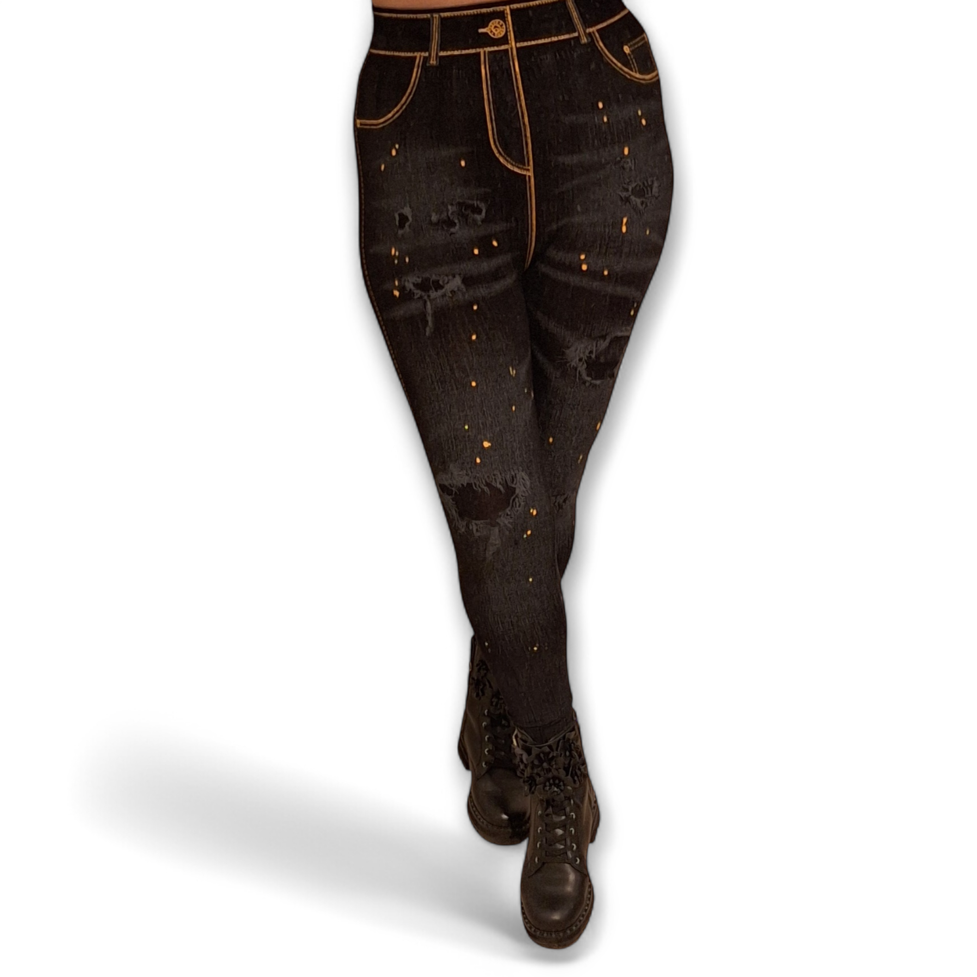 Goldlook Stretch Leggins schwarz